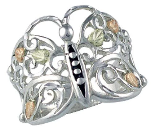 women stack rings -Silver Butterfly