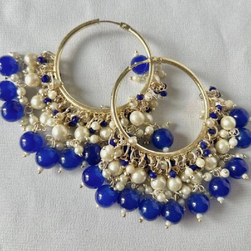 women dangle earrings -Anjali Jewellery Gold Plated Beads And Pearl Hoop Earrings