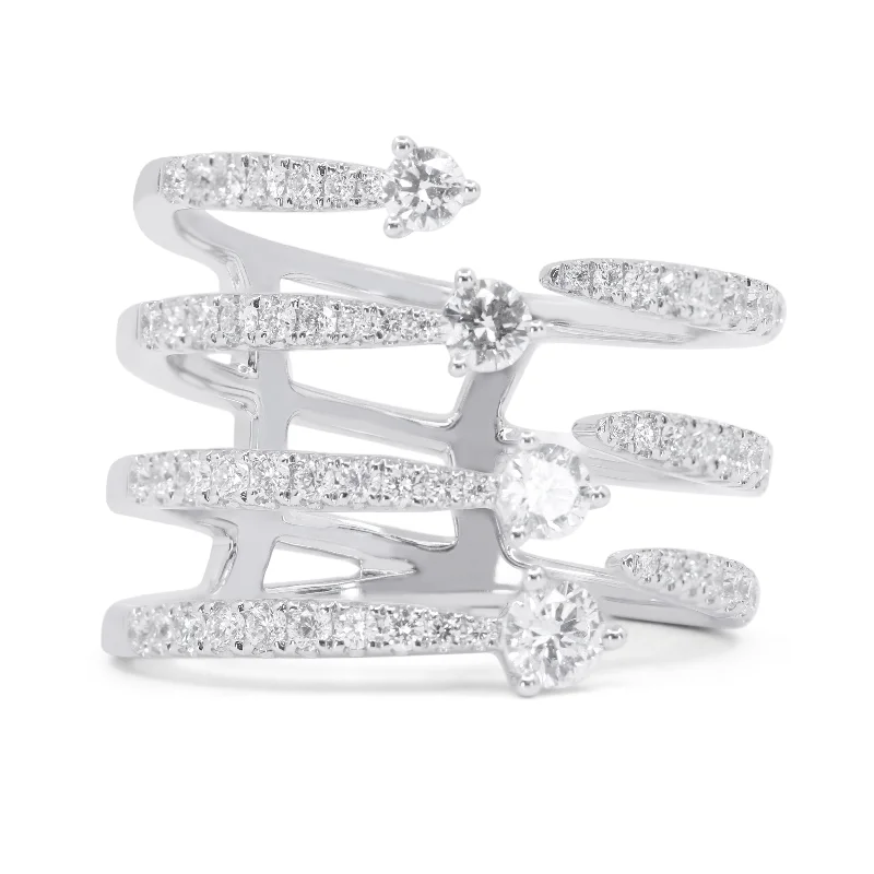 women round engagement rings -14K White Gold,white Diamond Ring