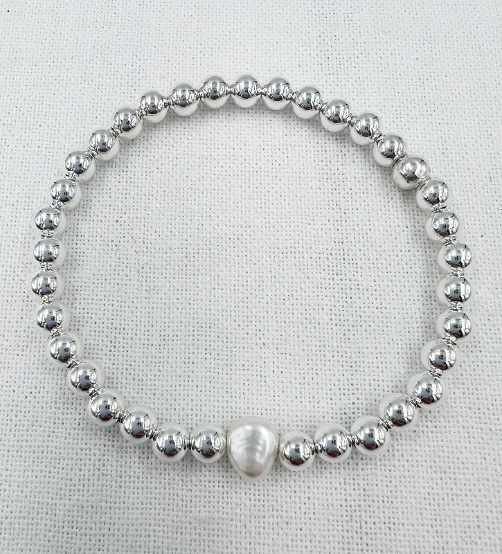 women wedding bangles -Pearl Bracelet - 5mm Sterling Silver