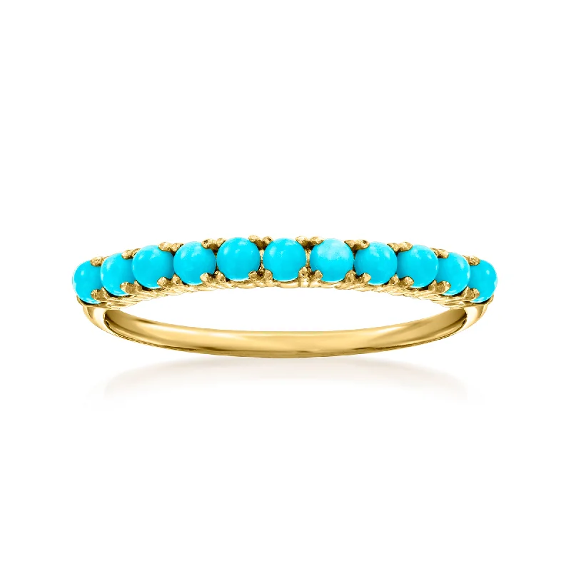 women modern solitaire engagement rings -RS Pure by Ross-Simons Turquoise Ring in 14kt Yellow Gold