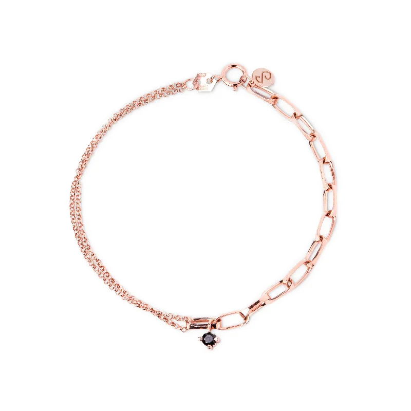 women bangles sets -Chic Black Rose Gold Bracelet