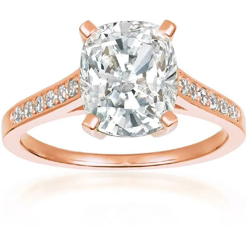 women cocktail rings -CRISLU Radiant Cushion Cut Ring finished in 18KT Rose Gold