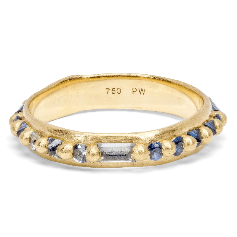 women gemstone eternity rings -Blue Mixed Cut Nina Ring - Size 8 - 9534