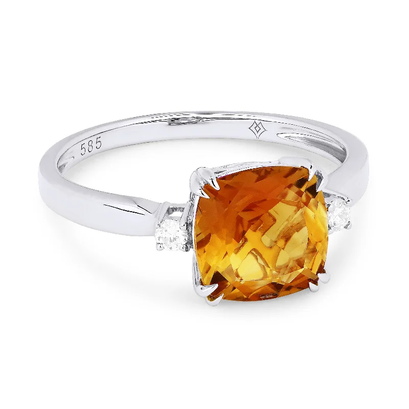 women moissanite engagement rings -14K White Gold,citrine Ring