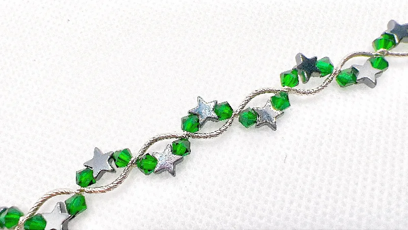 women custom engraved bangles -Emerald Star Crystal Bracelet