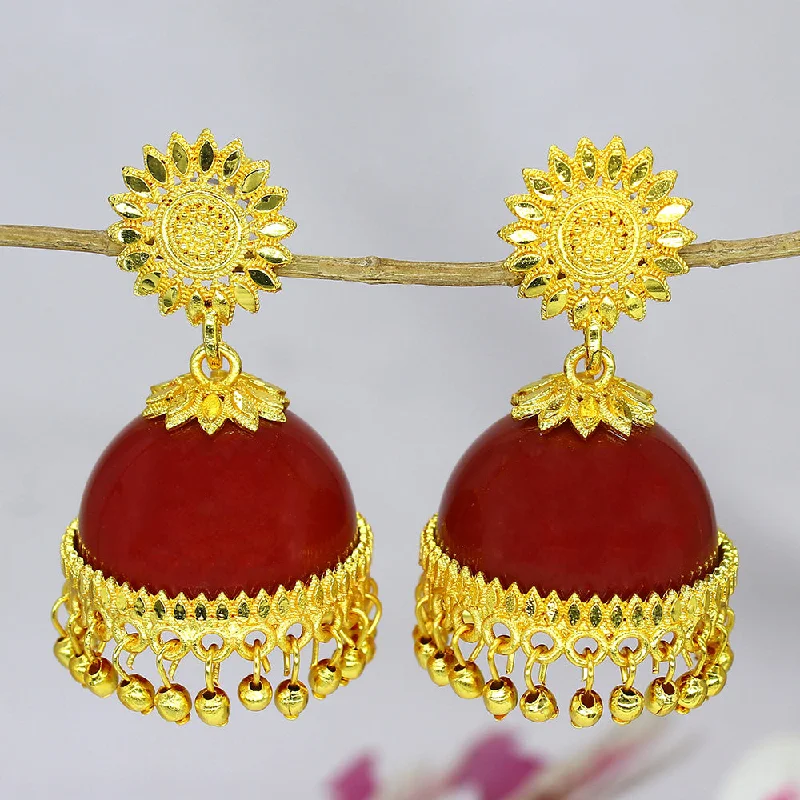 women chic hoop earrings -Mahavir Gold Plated Jhumki Earrings