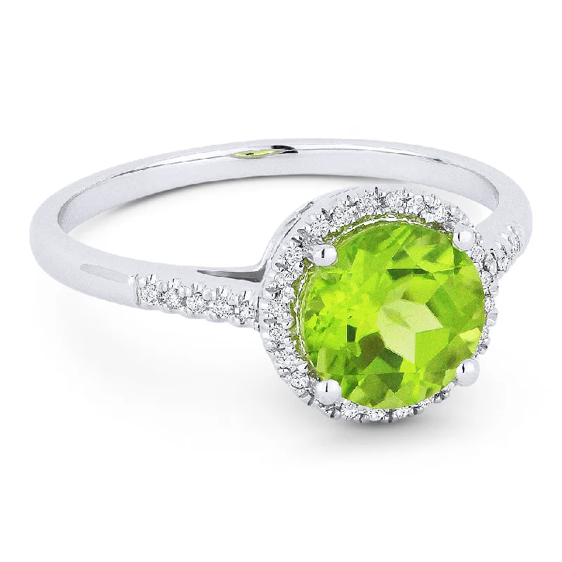 women two-tone engagement rings -14K White Gold,peridot Ring