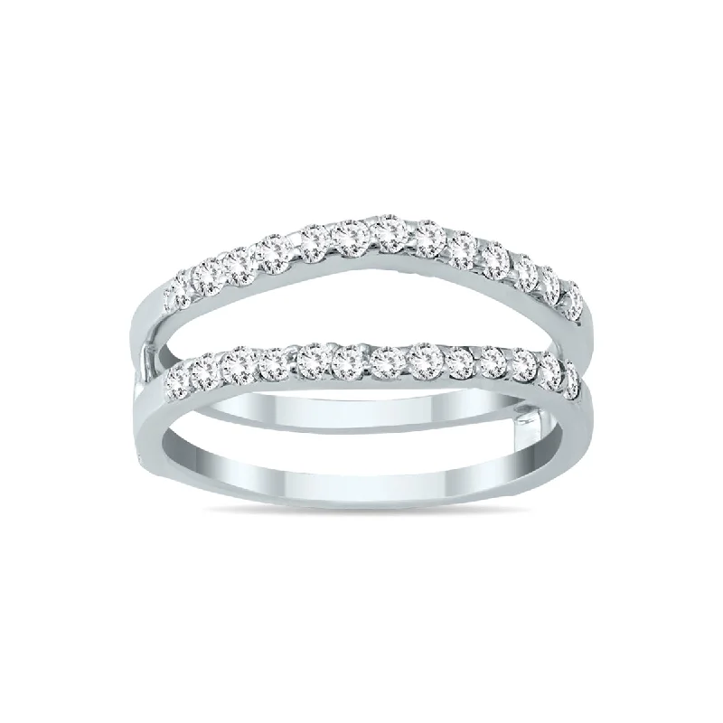 women affordable engagement rings -1/2 Carat Tw Diamond Insert Ring In 14K White Gold