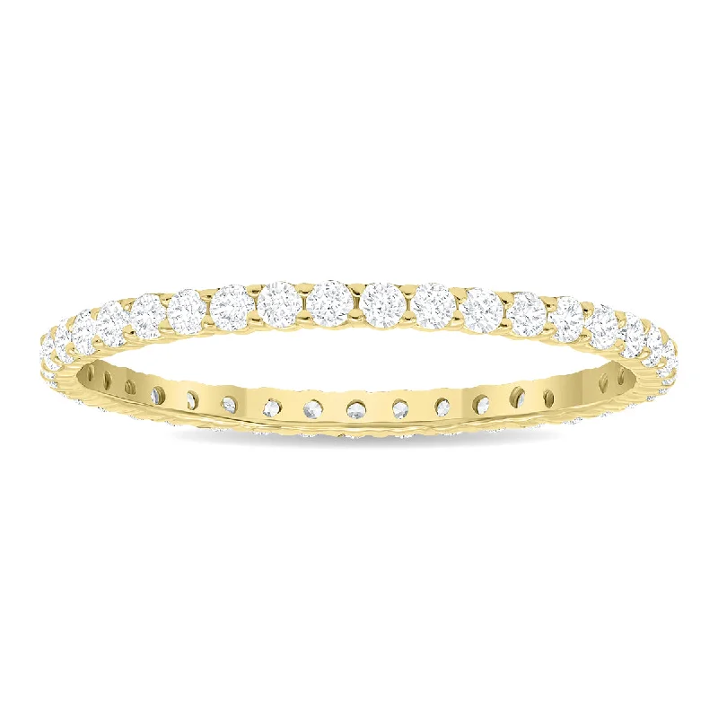 women one-of-a-kind engagement rings -Women's 1/2 Carat Tw Thin Diamond Eternity Band In 10K Yellow Gold