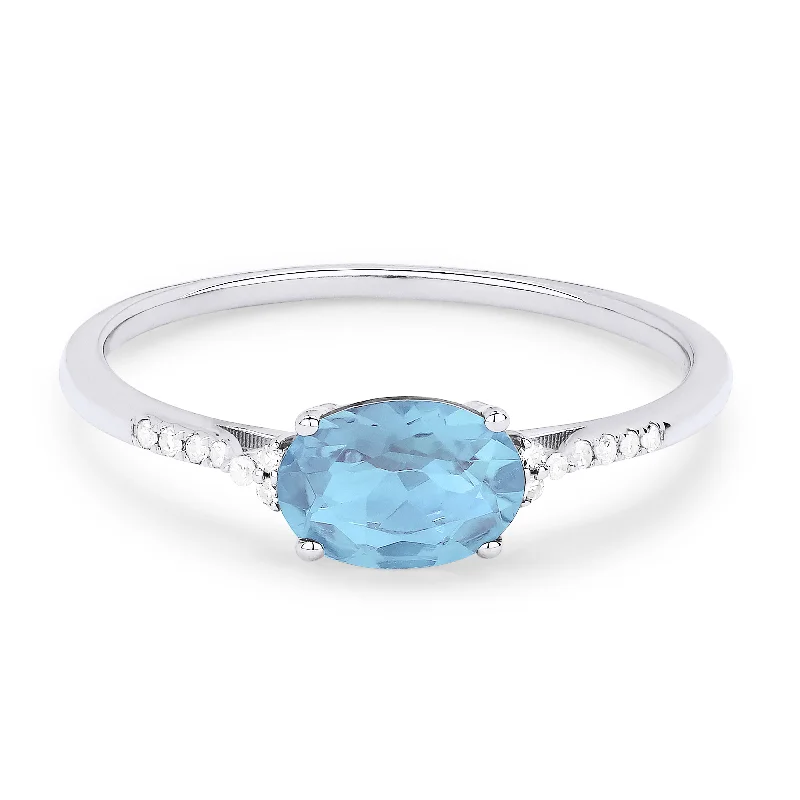 women gold engagement rings -14K White Gold,blue Topaz Ring