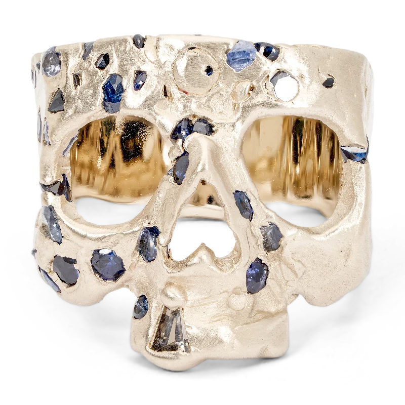 women affordable engagement rings -Blue Confetti Skull Ring in White - Size 6.5 - 11244