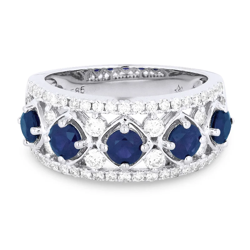 women modern engagement rings -14K White Gold,sapphire Ring