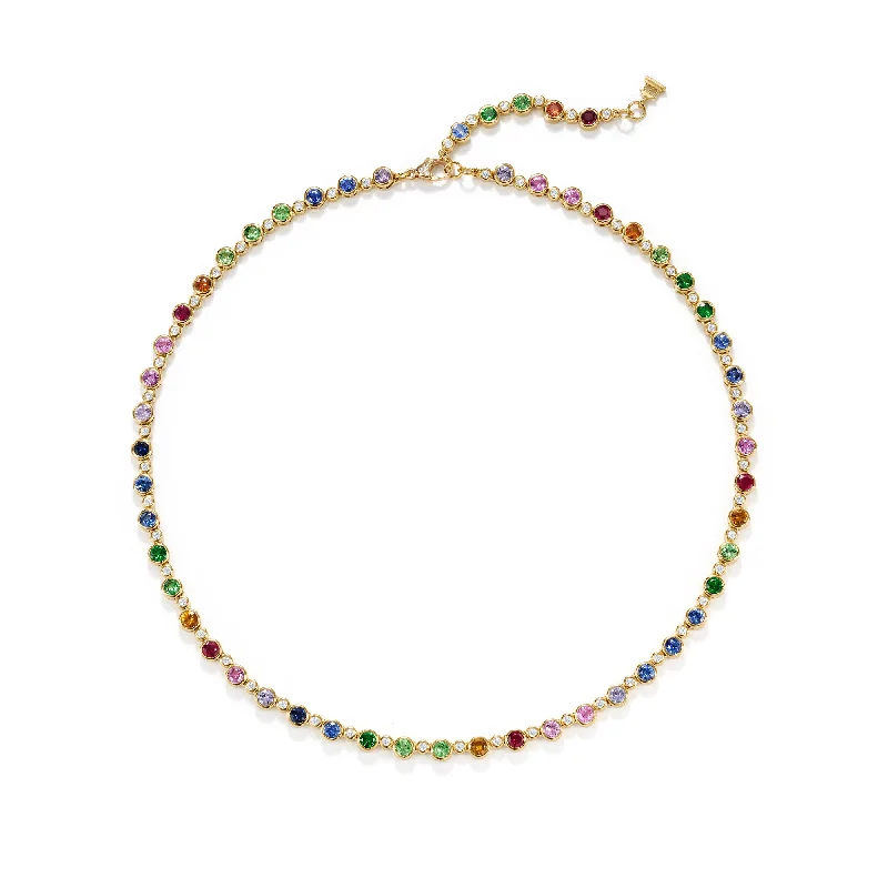 women gold chain necklaces -18K Rainbow Link Necklace