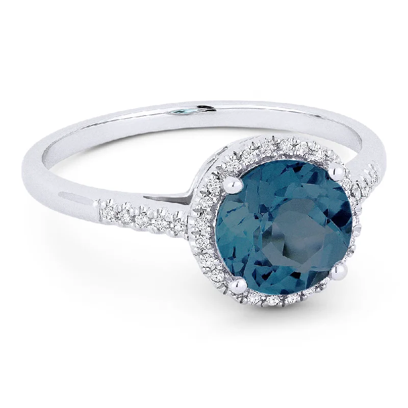 women yellow gold rings -14K White Gold,london Blue Topaz Ring