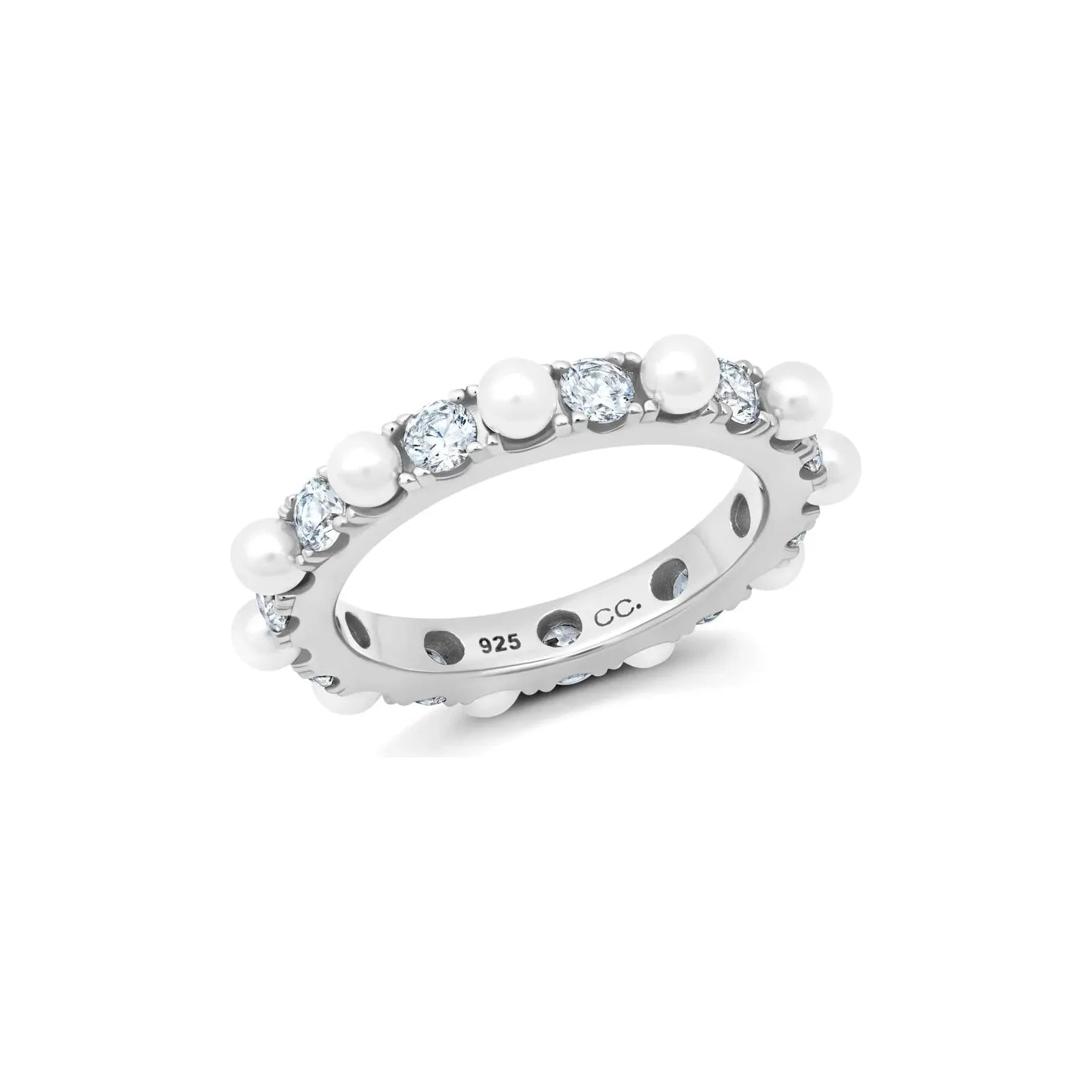 women infinity rings -CRISLU 5 Row Bezel Shimmer Eternity Ring - Gold