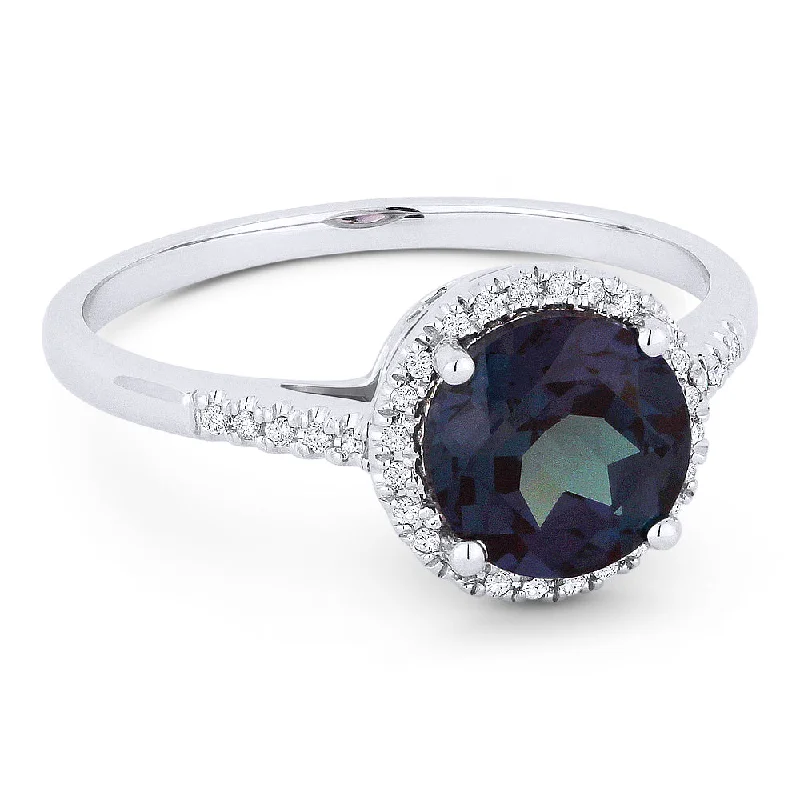 women luxury diamond engagement rings -14K White Gold,created Alexandrite Ring