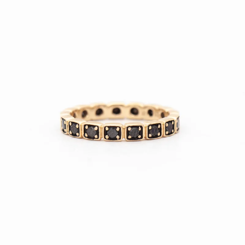 women diamond eternity rings -Black Diamond Wheat Eternity Band