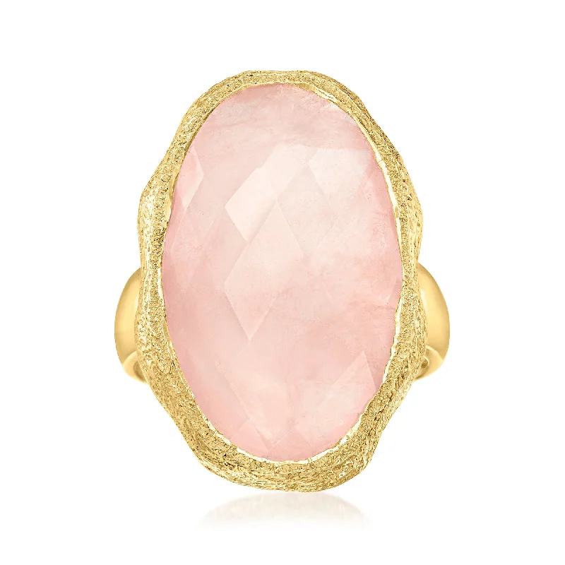 women diamond band engagement rings -Ross-Simons Rose Quartz Ring in 18kt Gold Over Sterling