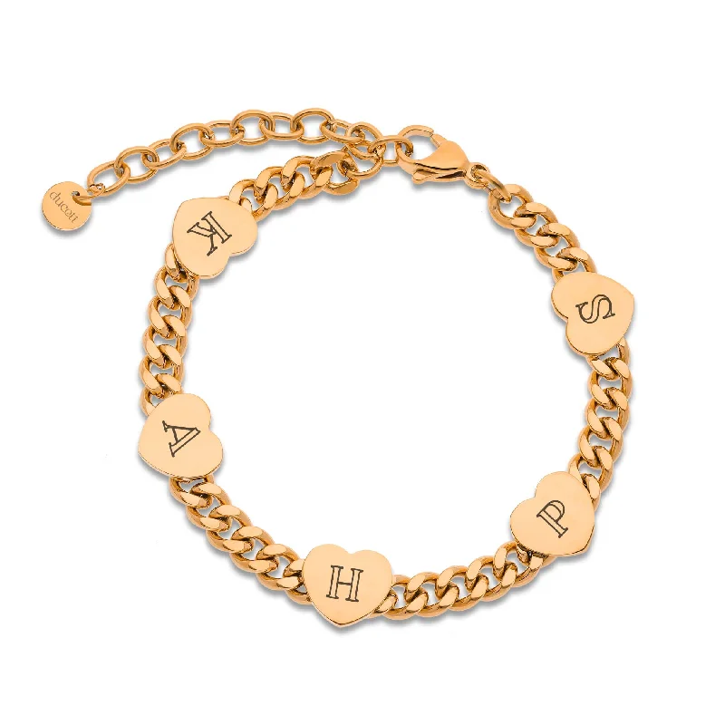 women double chain bracelets -Five hearts bracelet rose gold