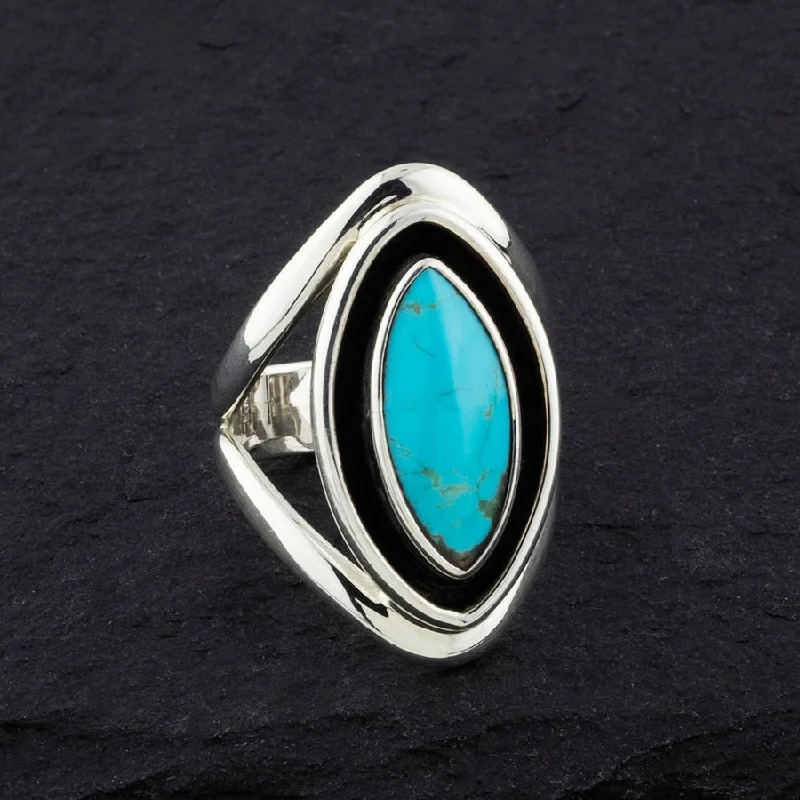 women luxury engagement rings -Turquoise Marquise Shape Ring