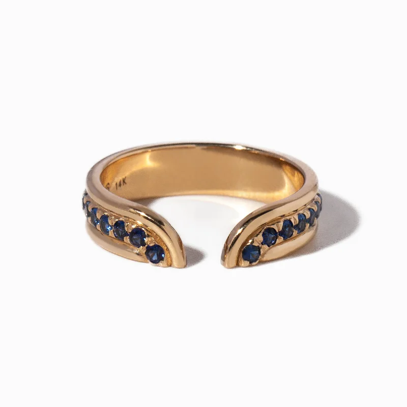 women cushion cut rings -Blue Sapphire Klein Ring