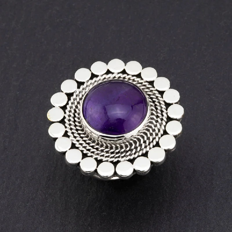 women cocktail rings -Chunky Sterling Silver and Amethyst Ring