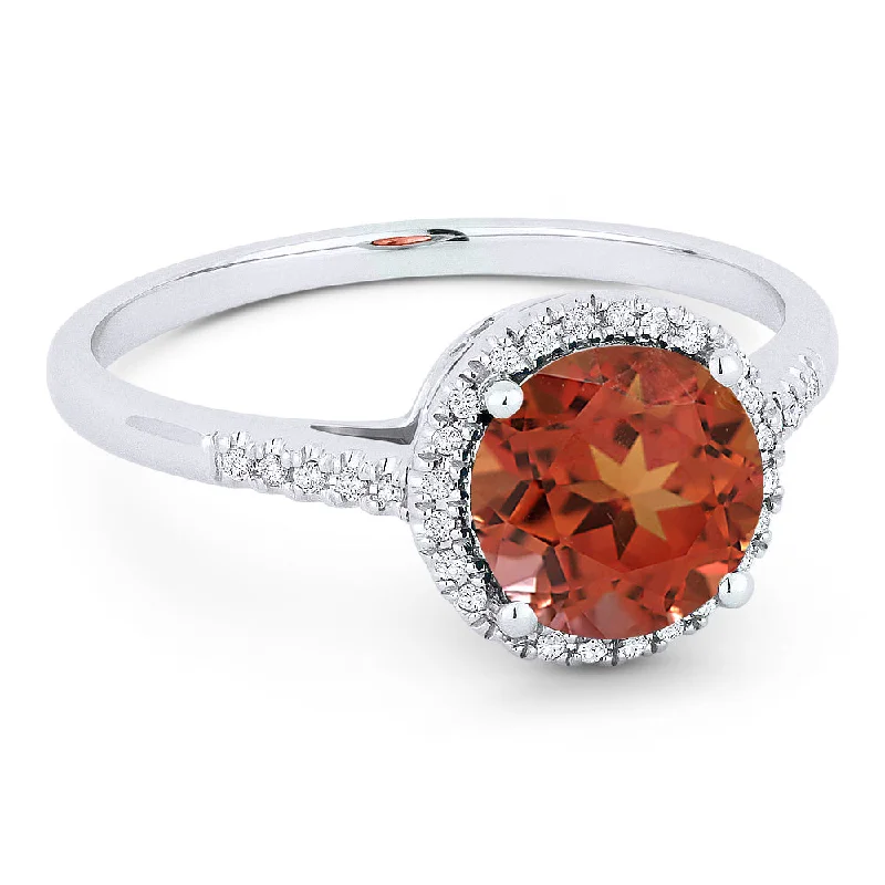 women ring sets -14K White Gold,created Padparadscha Ring