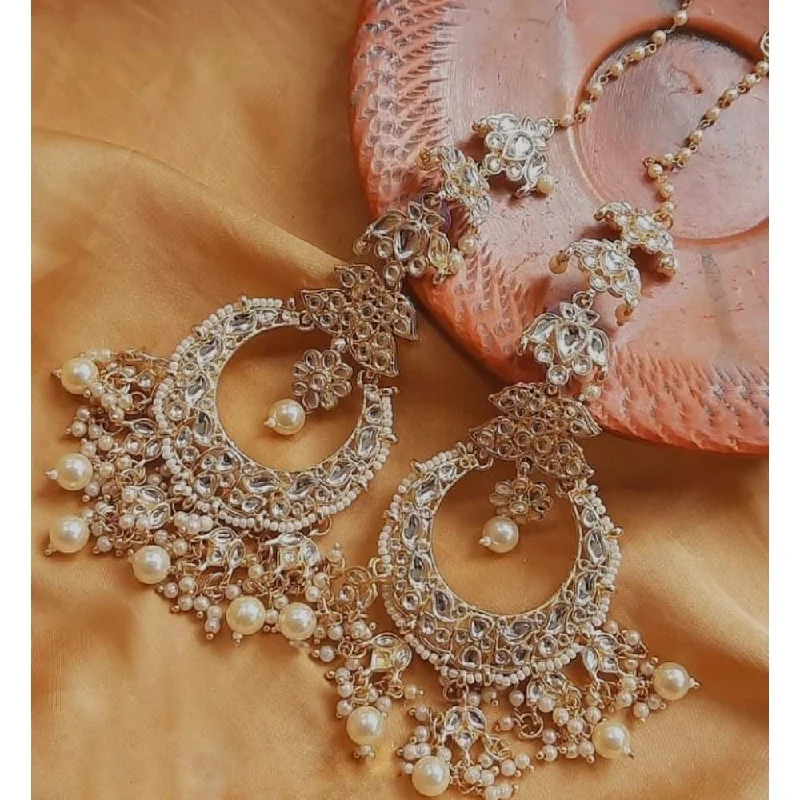 women rose gold earrings -Akruti Collection Gold Plated Crystal Stone Kanchain Earrings