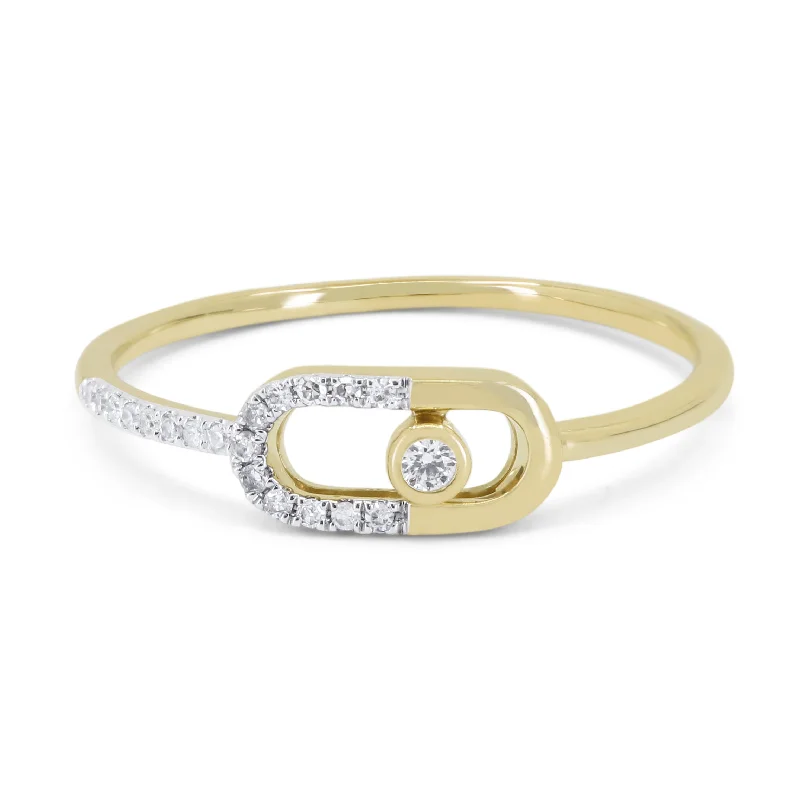 women gold solitaire engagement rings -14K Yellow Gold,white Diamond Ring