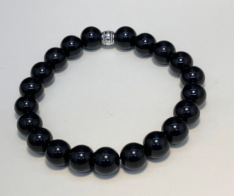 women gemstone bracelets -Black Obsidian 8mm Stretchy Bracelet