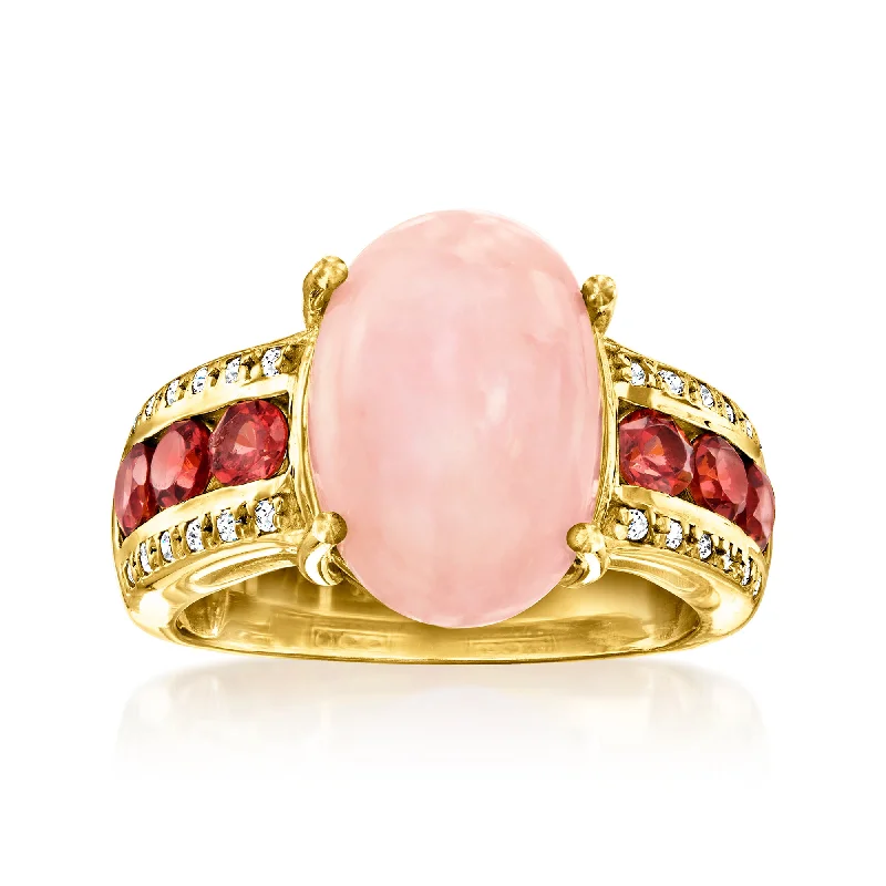 women square cut engagement rings -Ross-Simons Pink Opal Ring With Garnet and . White Topaz in 18kt Gold Over Sterling