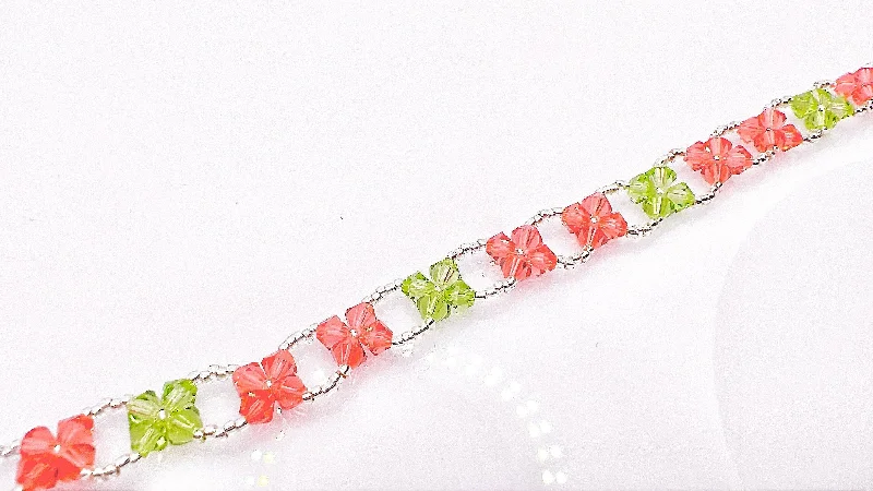 women vintage bangles -Green Red Forget Me Not Bracelet