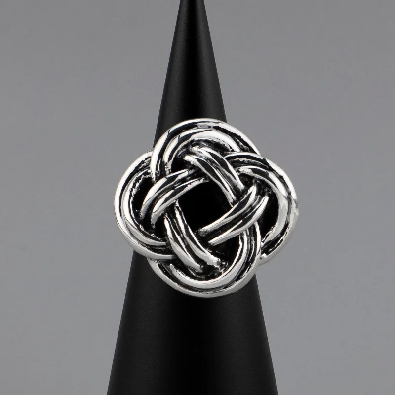 women gold rings -Chunky Silver Knot Statement Ring