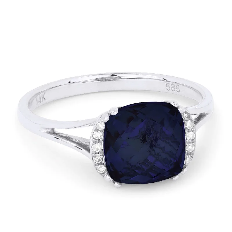 women princess diamond engagement rings -14K White Gold,created Sapphire Ring