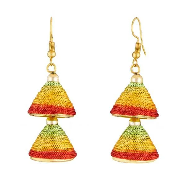 women star earrings -Tip Top Fashions Multicolor Gold Plated Thread Earrings - 1309016P