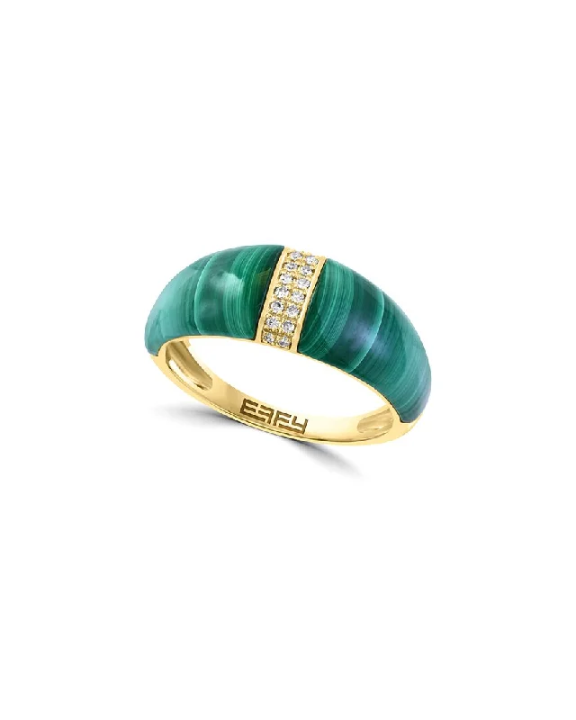 women custom wedding bands -Effy Fine Jewelry 14K 5.69 ct. tw. Diamond & Malachite Ring