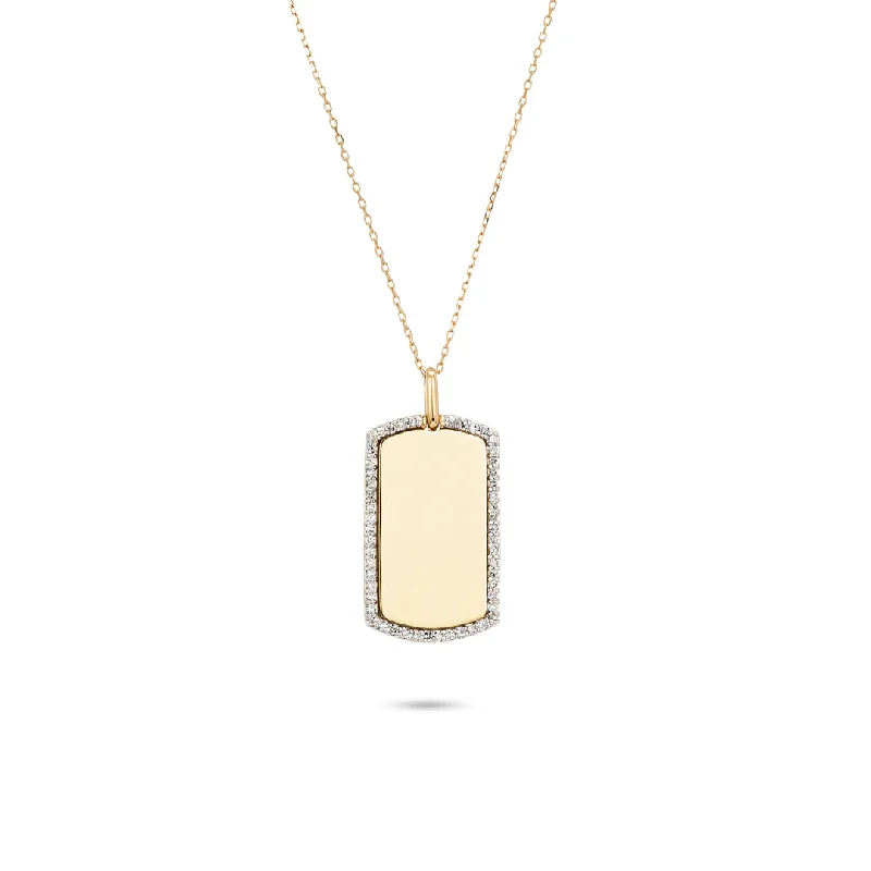 women chunky necklaces -Pavé Dog Tag Necklace