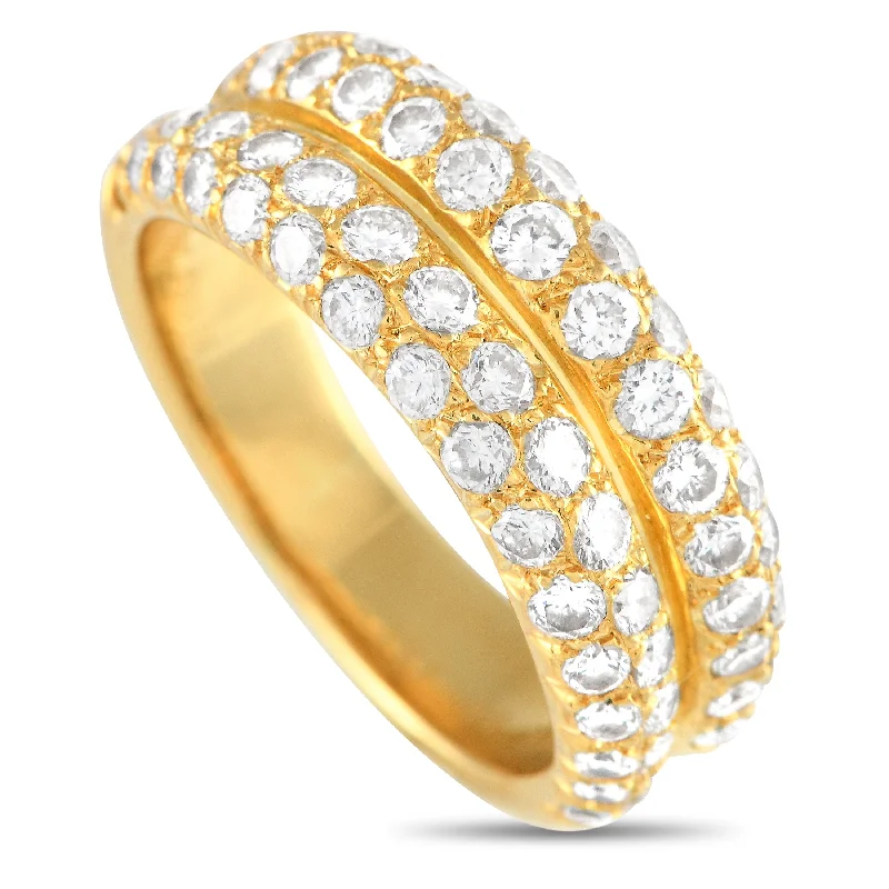 women ruby and diamond engagement rings -Van Cleef & Arpels Vintage 18K Yellow Gold 1.29ct Diamond Half Eternity Ring VC04-112724