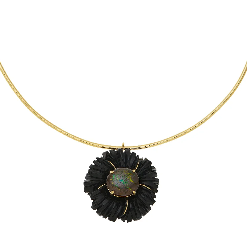 women gemstone necklaces -Claire Flower Choker Necklace