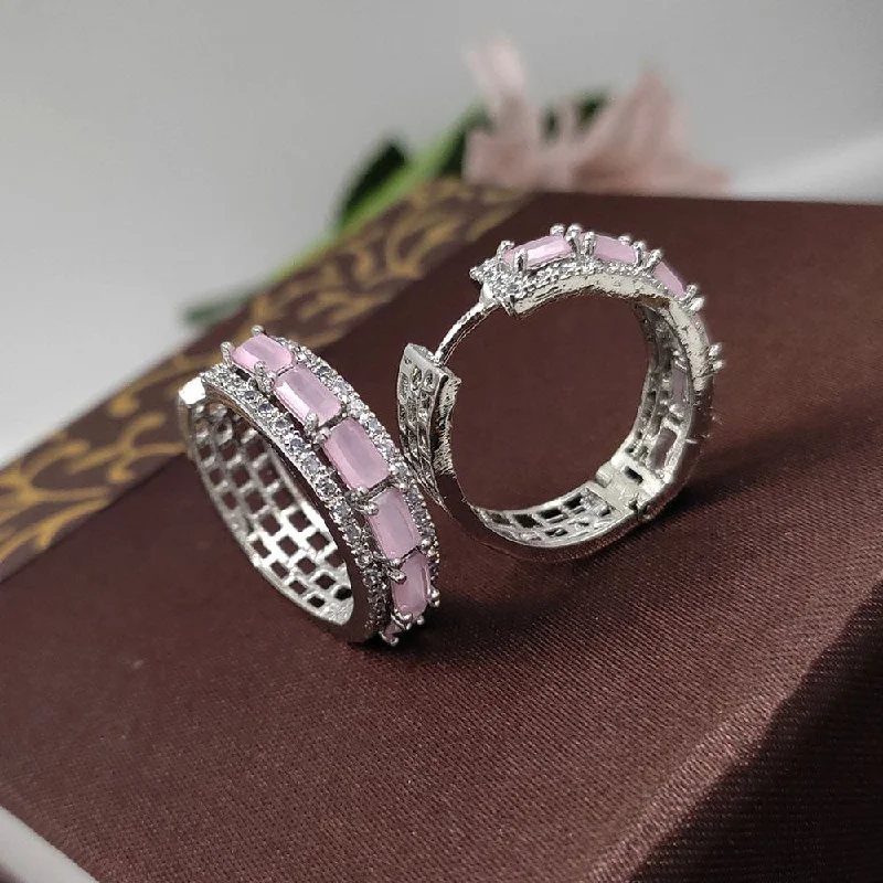 women delicate earrings -Aamrapali Silver Plated American Diamond Hoop Earrings