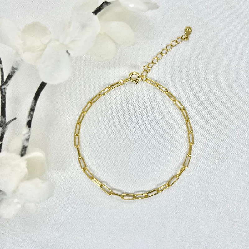 women vintage bracelets -18k/925 Vermeil Thinner Paper Clip Bracelet