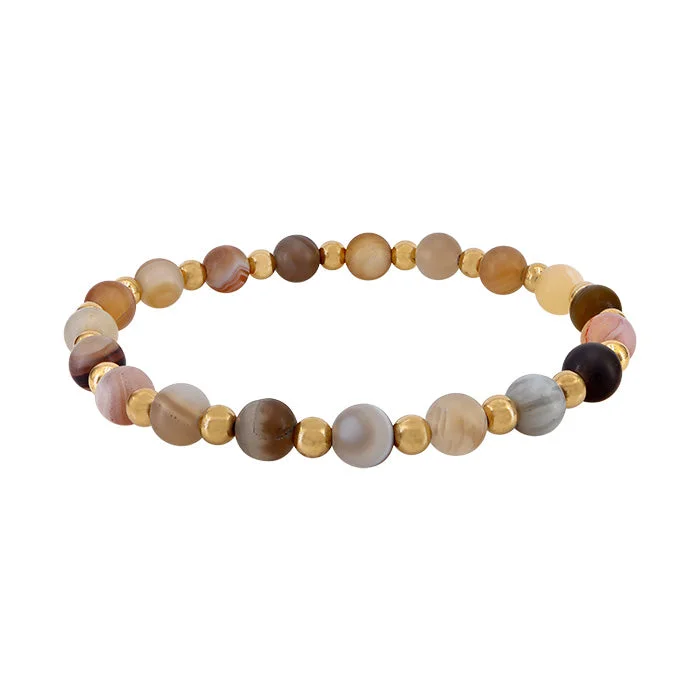 women adjustable bracelets -14KGF Bead & Frosted Agate Bracelet