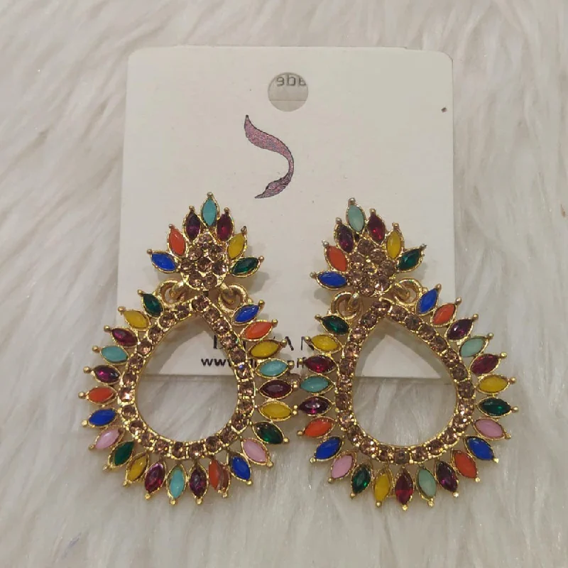 women vintage earrings -Dhwani Gold Plated Austrian Stone Dangler Earrings