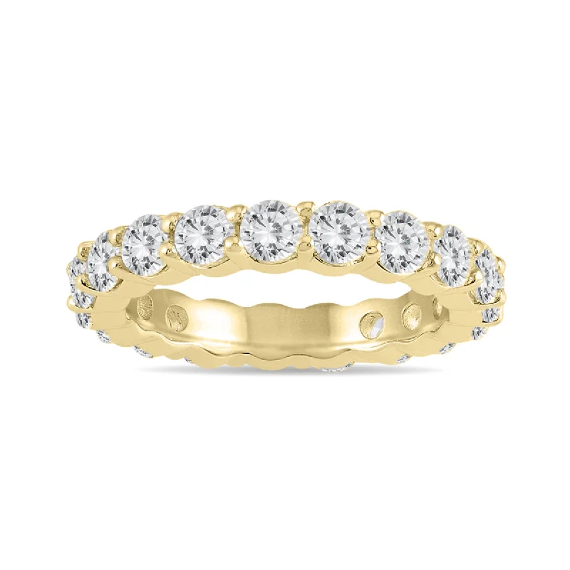 women custom wedding bands -Ags Certified Diamond Eternity Band In 14K Yellow Gold 2.55 - 3 Ctw