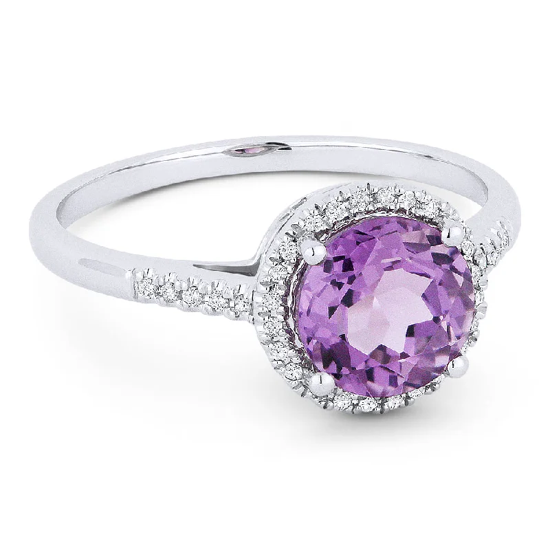 women oval engagement rings -14K White Gold,amethyst Ring