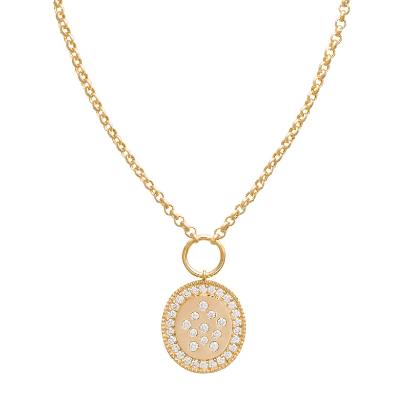 women rope necklaces -Signature Scattered Diamond Oval Pendant Necklace