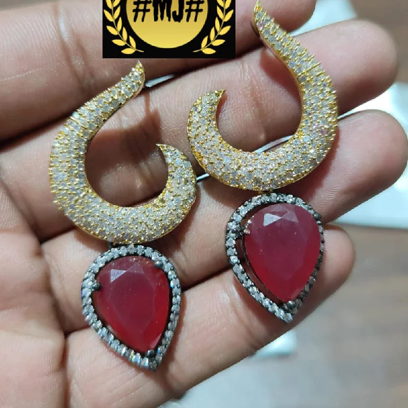 women heart-shaped earrings -FS Collection 2 Tone Plated AD Dangler Earrings