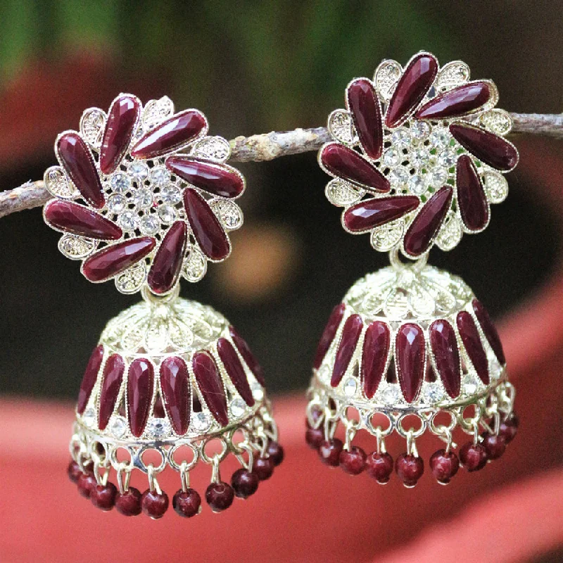 women chain earrings -H K Fashion  Rhodium Plated  Jhumki Earrings