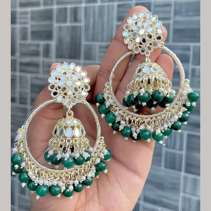 women cubic zirconia earrings -Vaishnavi Fashion Gold Plated Mirror Jhumki Earrings